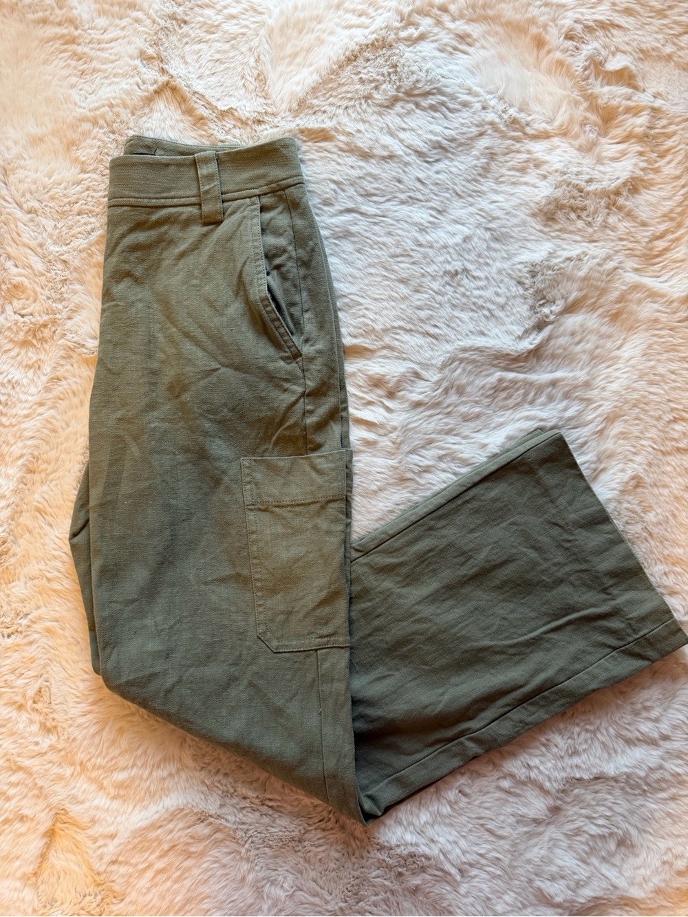 Elie Tahari Olive Green Wide-Leg Utility Trousers